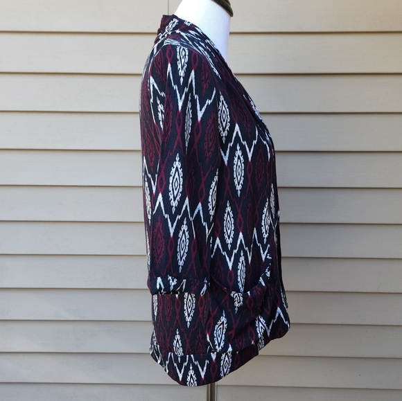 Forever 21 Dark Blue Multicolor Print Blazer 3/4 Sleeves Pockets Lightweight - Picture 10 of 12